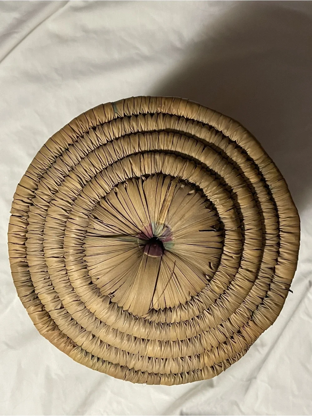 Handwoven Coiled Raffia 14” Lidded Snake Charmer Basket